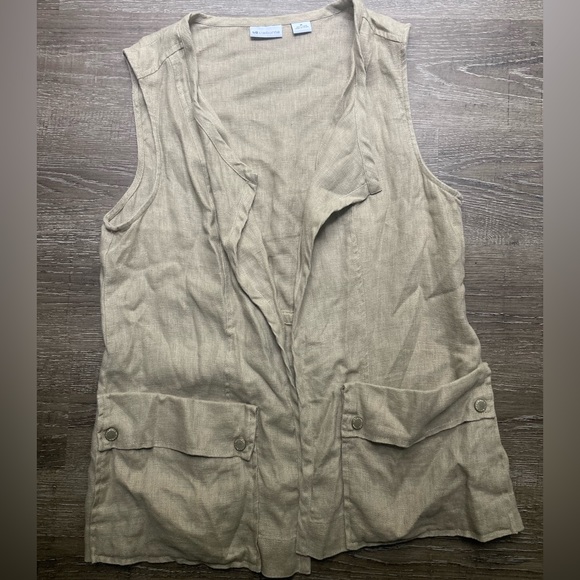 Liz Claiborne Tan Linen Vest Size Medium - Picture 1 of 4